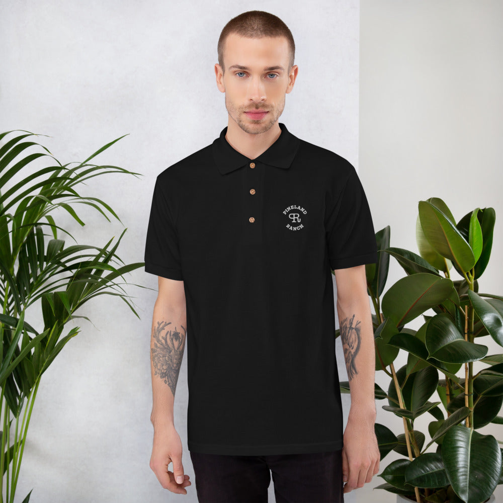 White thread Embroidered Polo Shirt