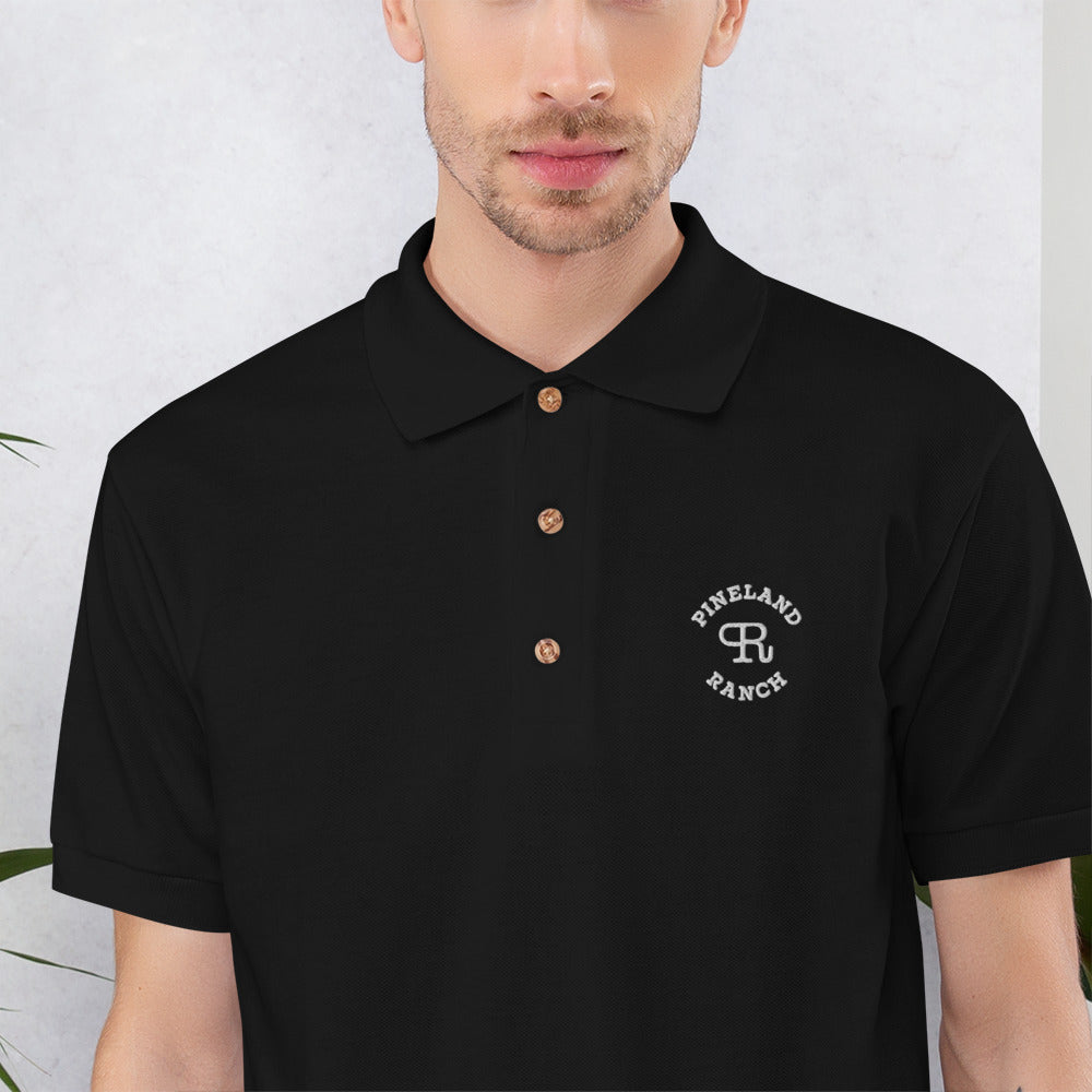 White thread Embroidered Polo Shirt