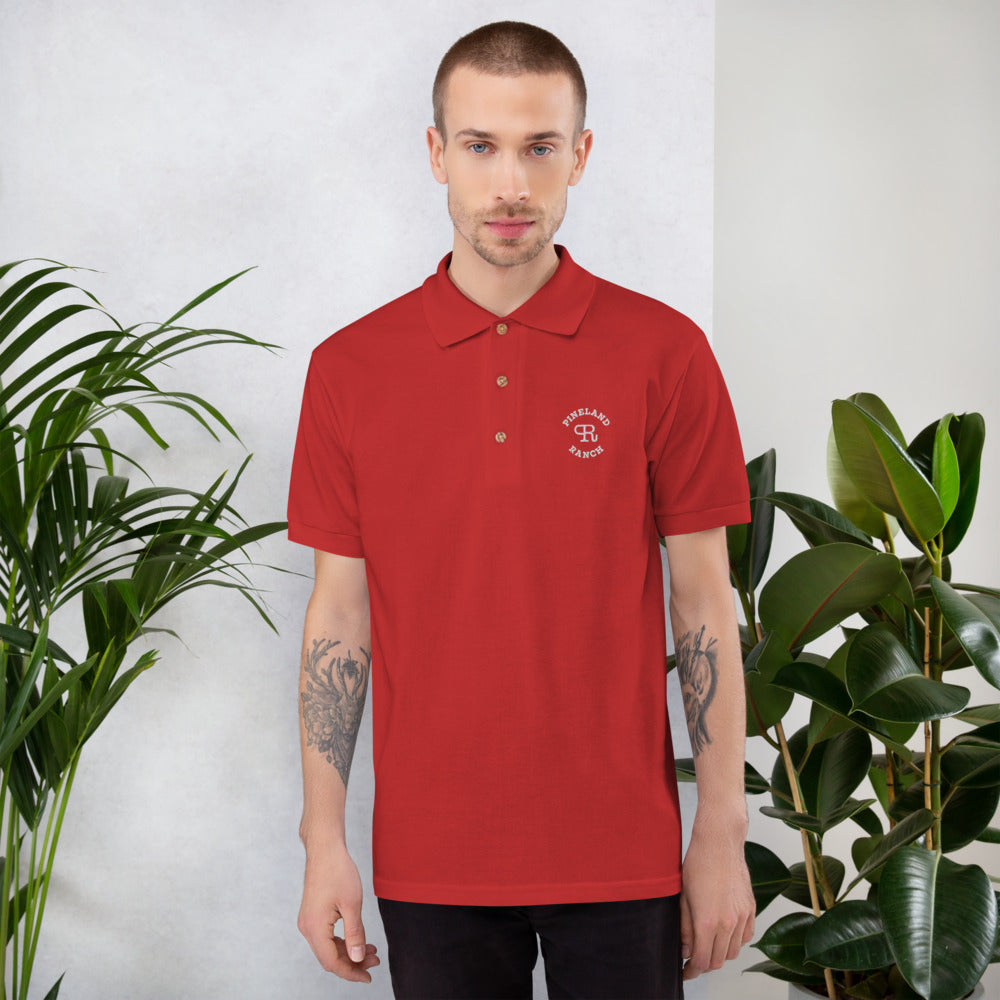 White thread Embroidered Polo Shirt