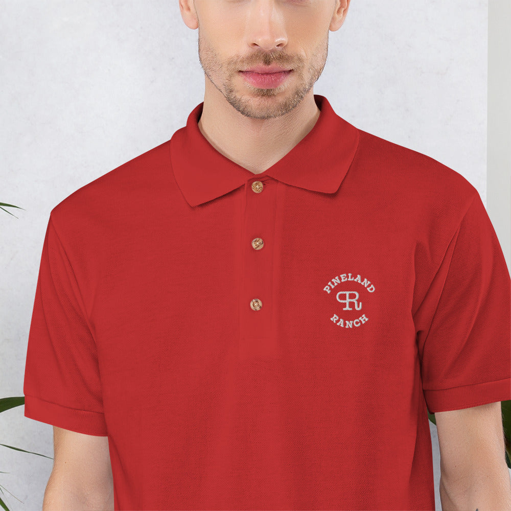 White thread Embroidered Polo Shirt