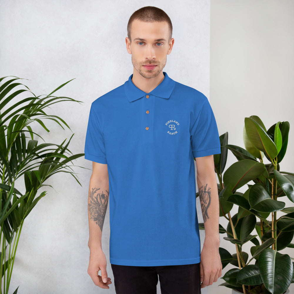 White thread Embroidered Polo Shirt