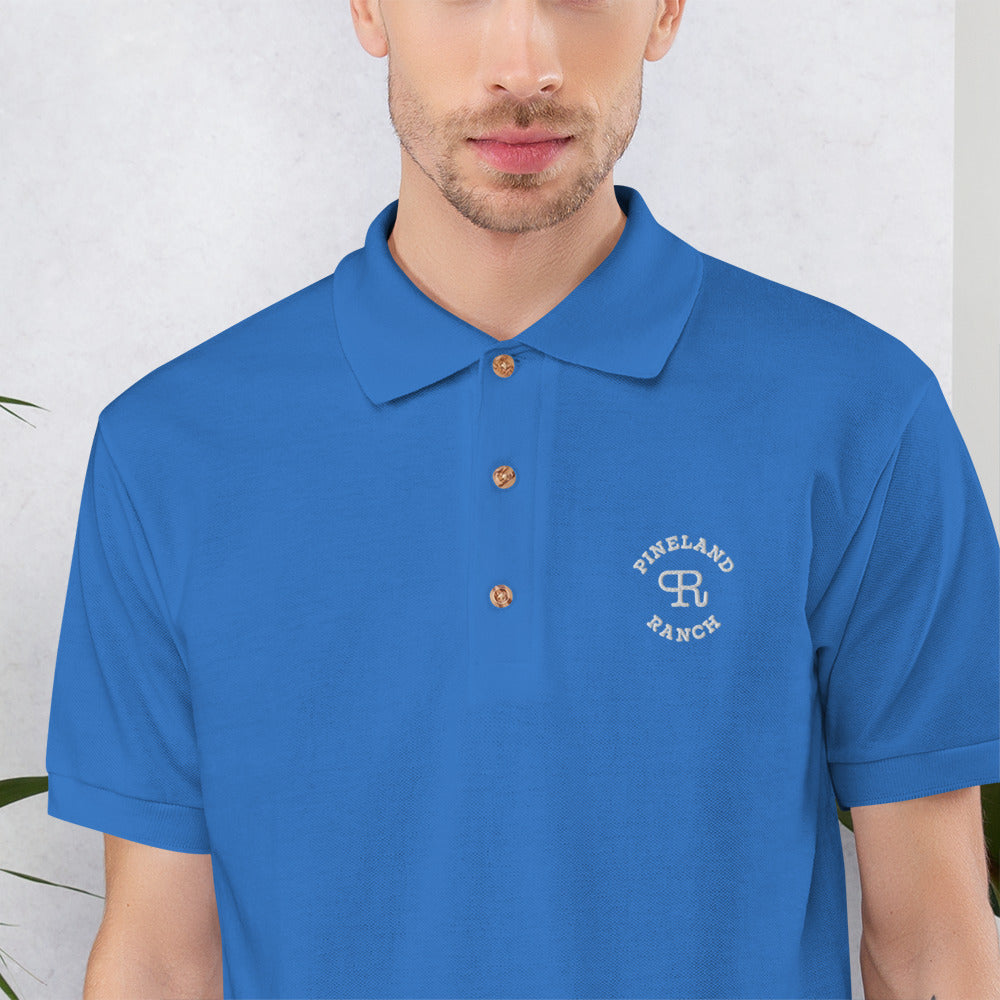 White thread Embroidered Polo Shirt