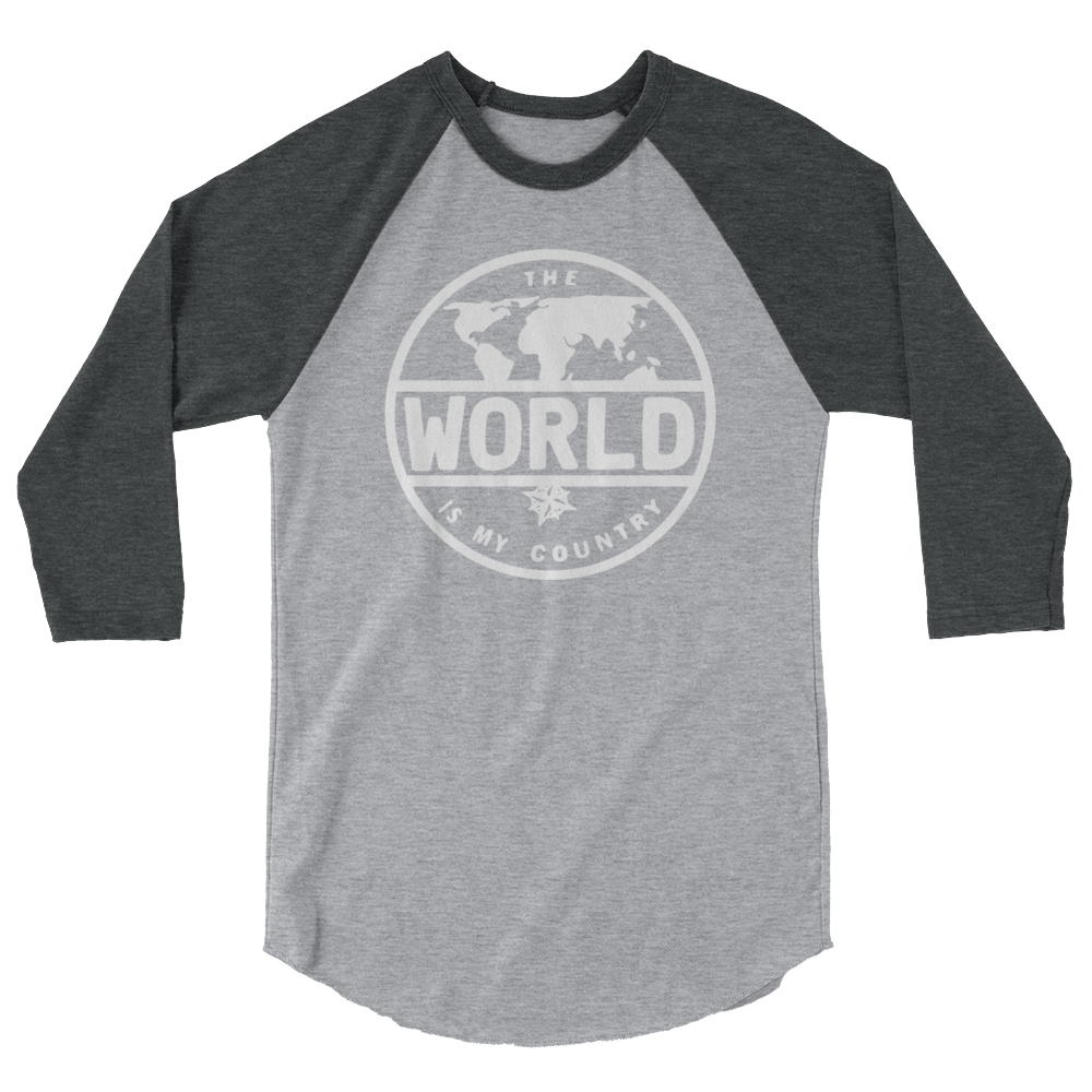 'The World' - White Font 3/4 sleeve raglan shirt