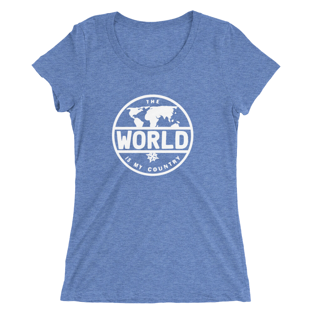 'The World' - Front White Logo Ladies' short sleeve t-shirt