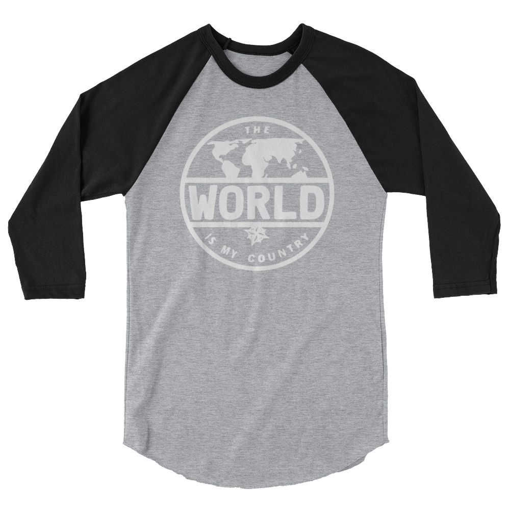 'The World' - White Font 3/4 sleeve raglan shirt