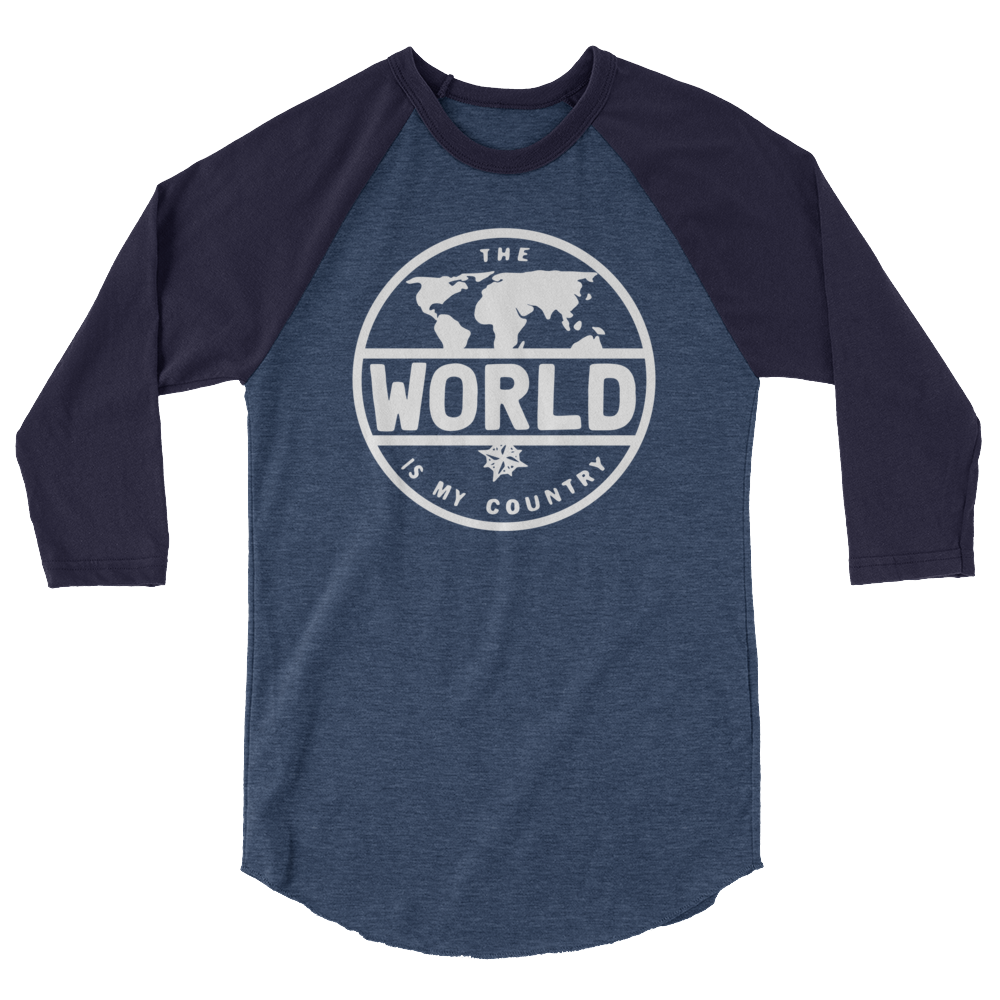 'The World' - White Font 3/4 sleeve raglan shirt