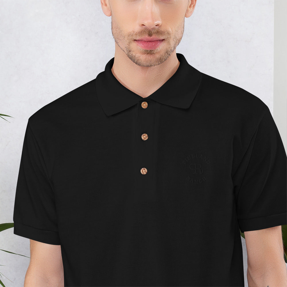 Black Thread Embroidered Polo Shirt