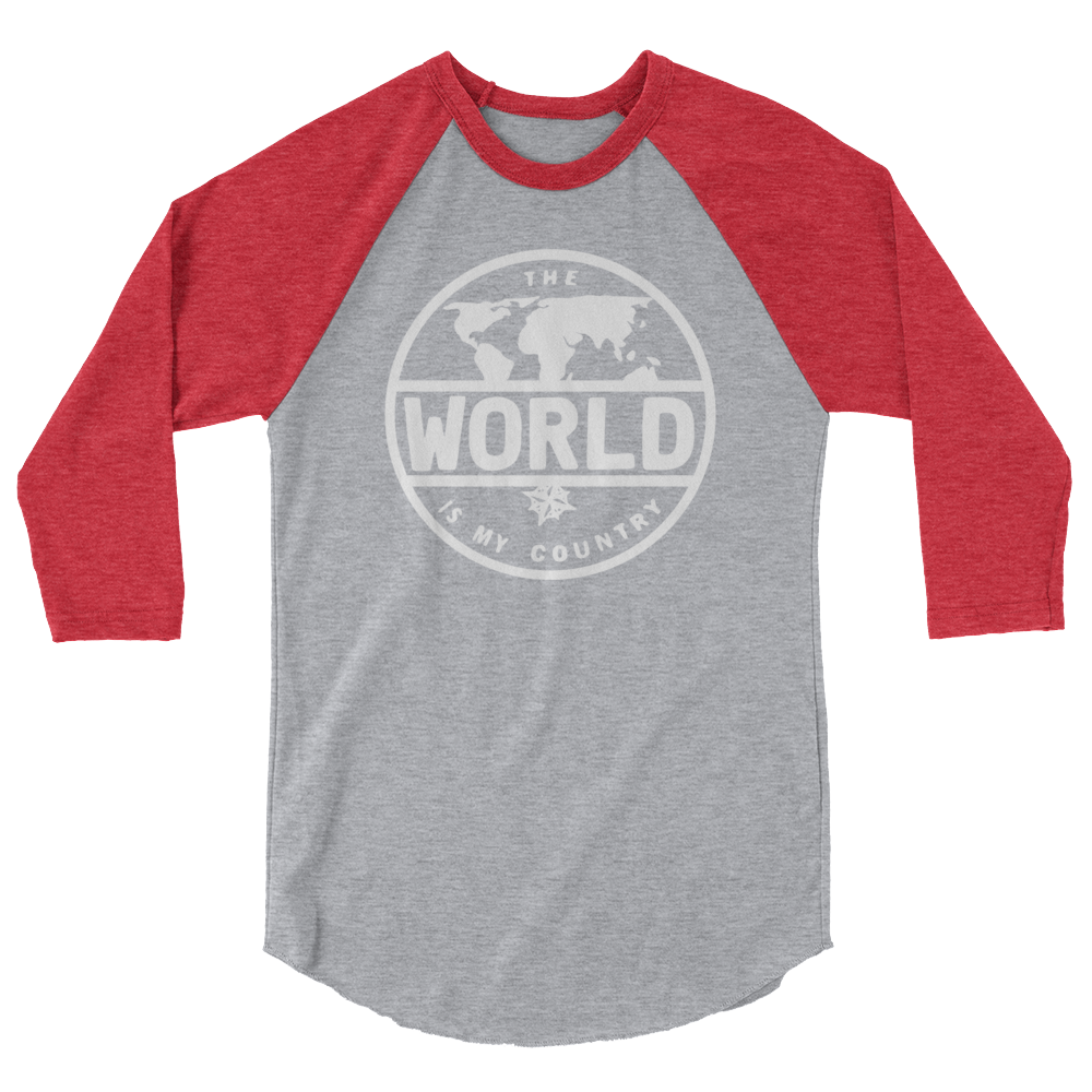 'The World' - White Font 3/4 sleeve raglan shirt
