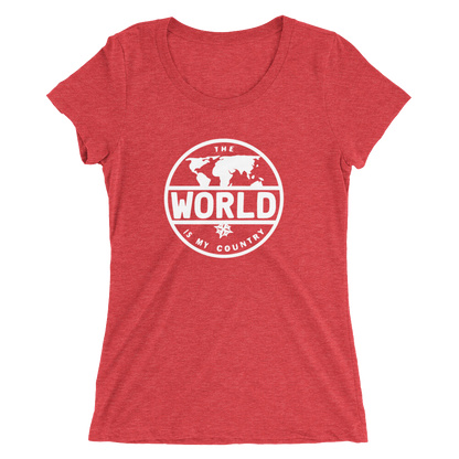 'The World' - Front White Logo Ladies' short sleeve t-shirt