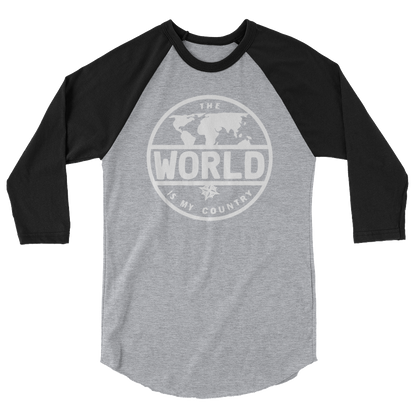 'The World' - White Font 3/4 sleeve raglan shirt