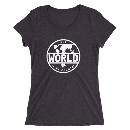 'The World' - Front White Logo Ladies' short sleeve t-shirt